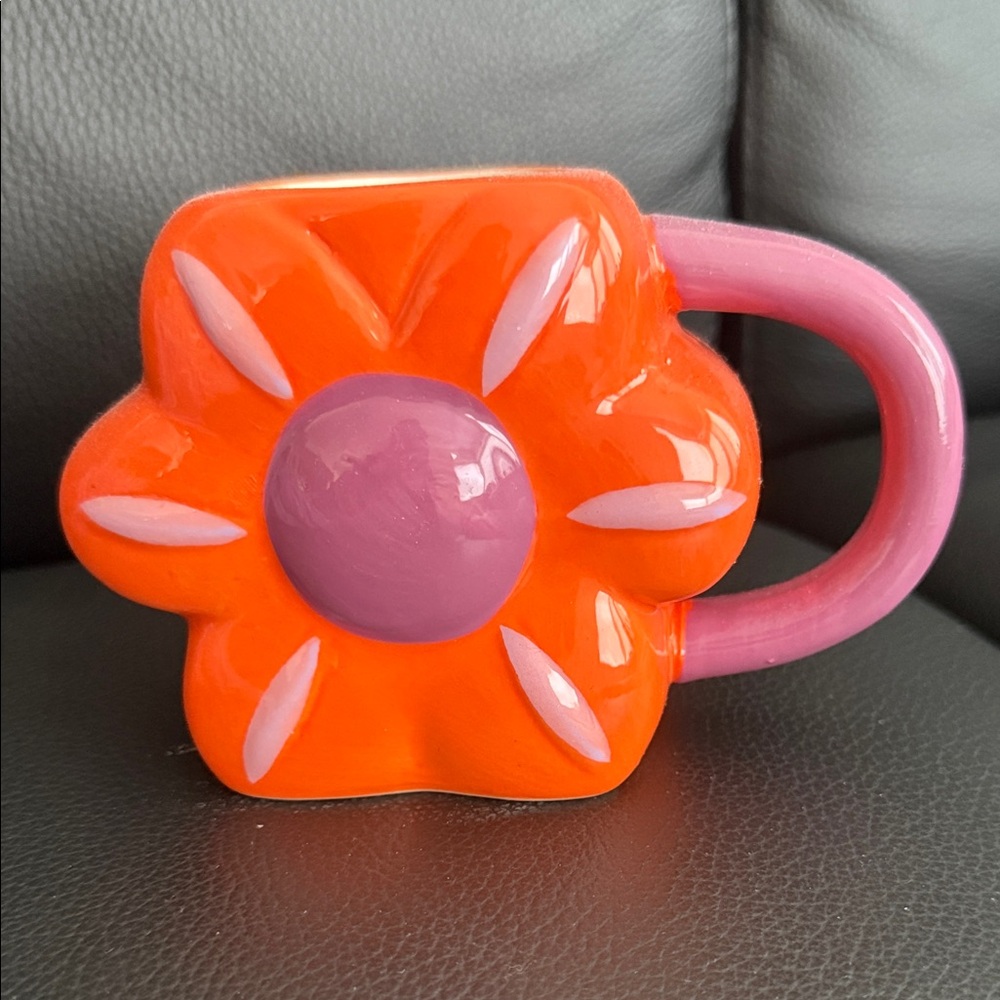Room Essentials Orange and Pink Flower Mug